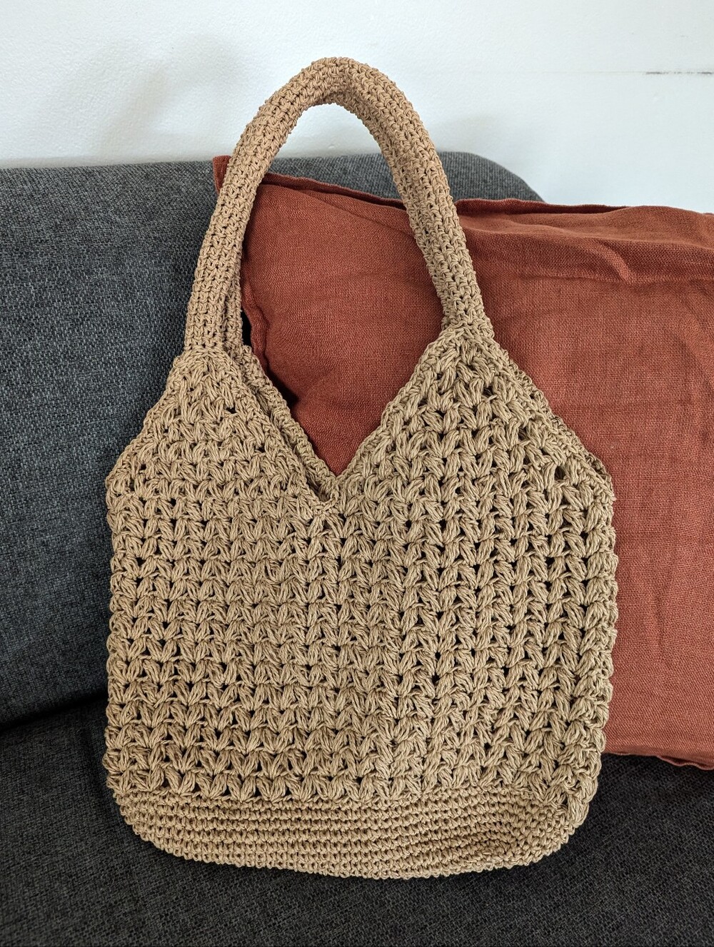 Handmade Raffia Tote - Picture 1 of 2